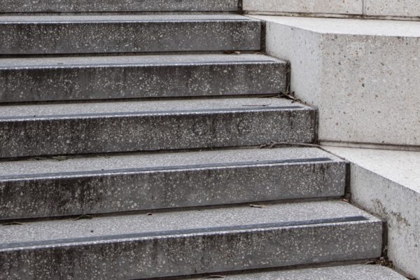 Gray and white concrete staircase