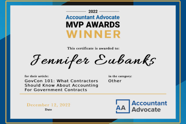 Jennifer Eubanks MVP Awards Certificate