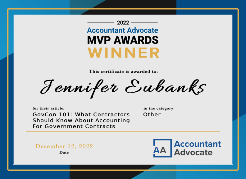 Jennifer Eubanks MVP Awards Certificate